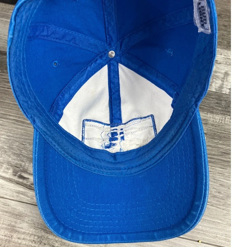 Bud Light Hat Blue White Adjustable Baseball Cap Beer Logo Patch Trucker Style